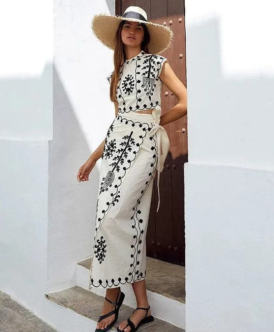 Celeste™ | Conjunto de Top y Falda con Estampado