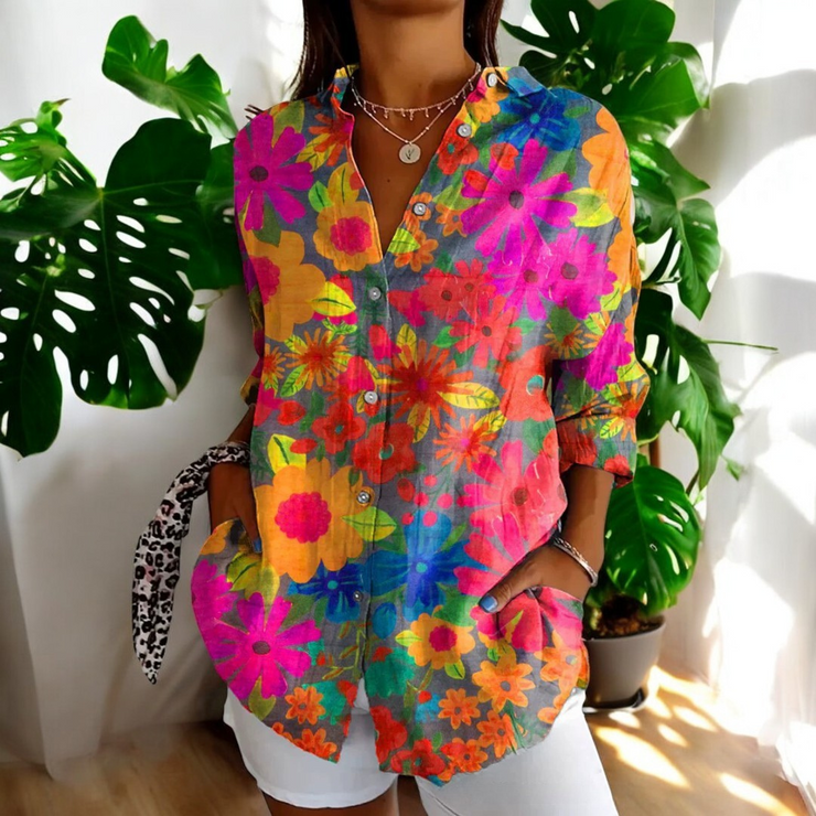 Isla™ | Blusa artística con estampado botánico