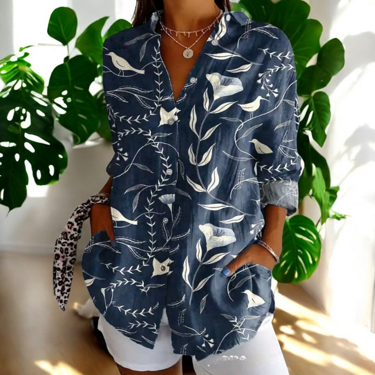 Isla™ | Blusa artística con estampado botánico