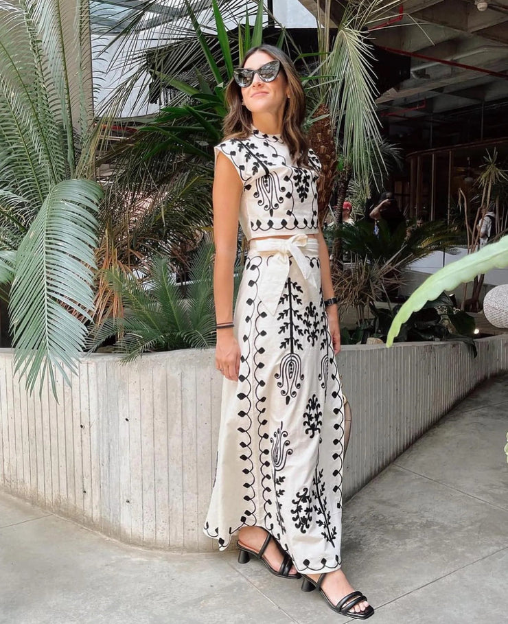 Celeste™ | Conjunto de Top y Falda con Estampado