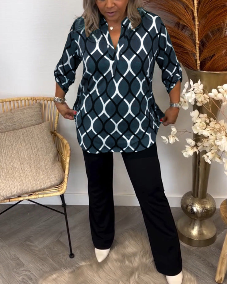 Lina™ | Blusa Elegante con Estampado Moderno