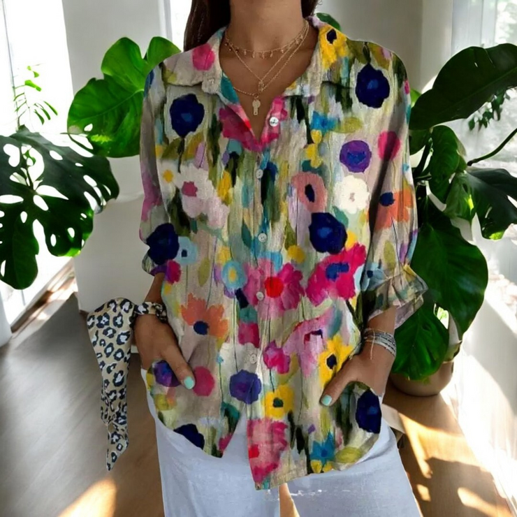 Isla™ | Blusa artística con estampado botánico