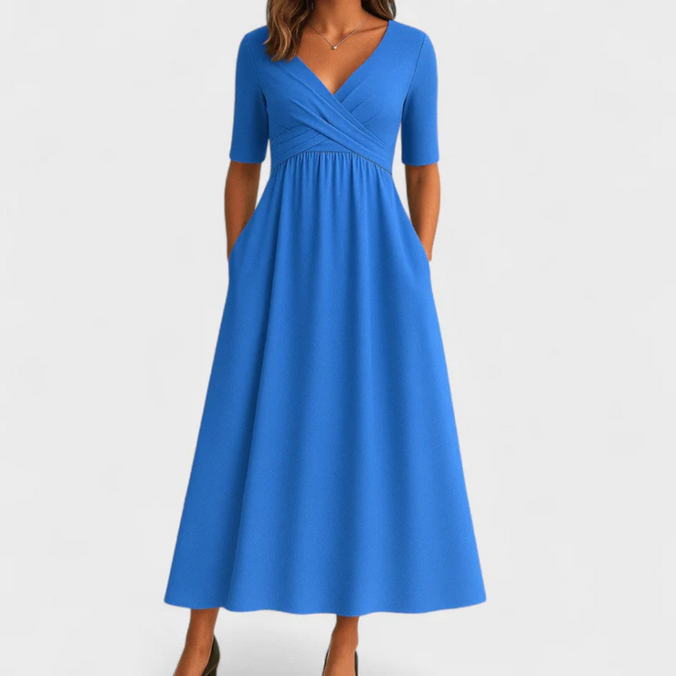 Frida™ | Vestido Cruzado con Mangas Cortas