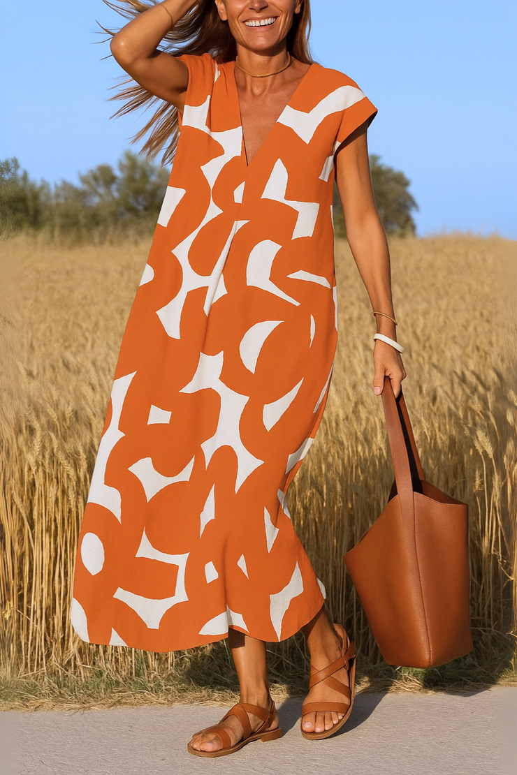 Selena™ | Vestido con Estampado y Escote en V