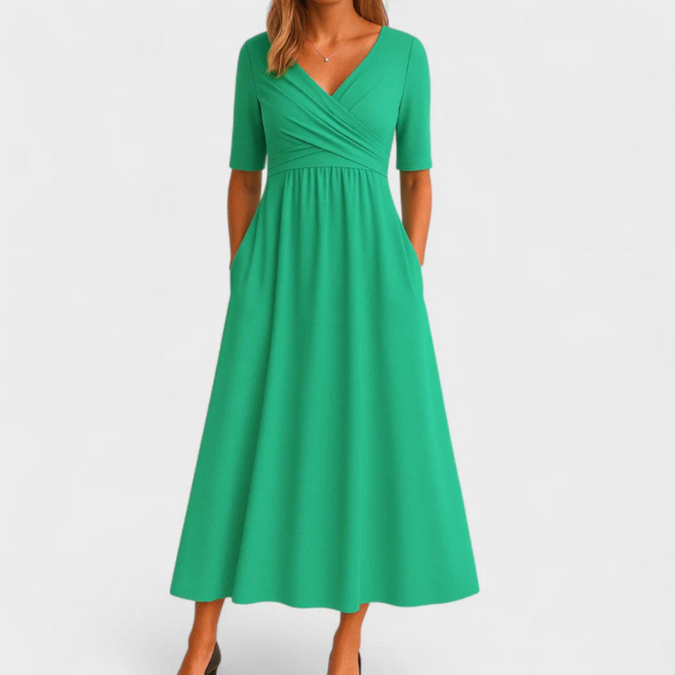 Frida™ | Vestido Cruzado con Mangas Cortas