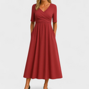 Frida™ | Vestido Cruzado con Mangas Cortas