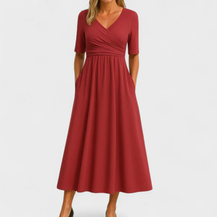 Frida™ | Vestido Cruzado con Mangas Cortas