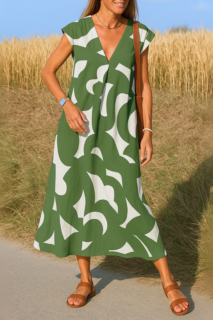 Selena™ | Vestido con Estampado y Escote en V