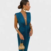 Julia | Vestido con Escote Abierto y Plisado Elegante