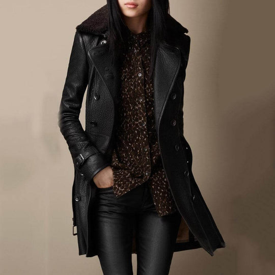 Helena™ | Abrigo de cuero elegante