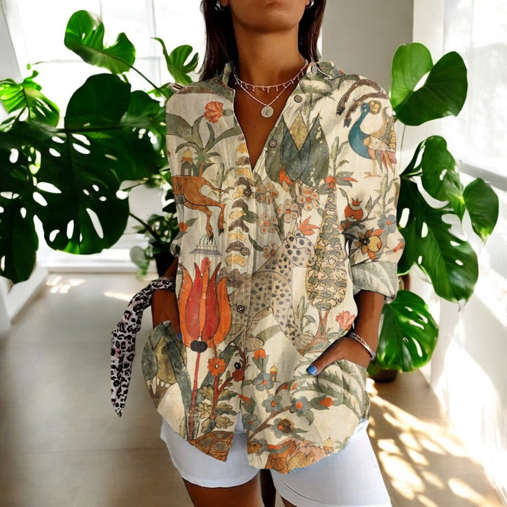 Isla™ | Blusa artística con estampado botánico