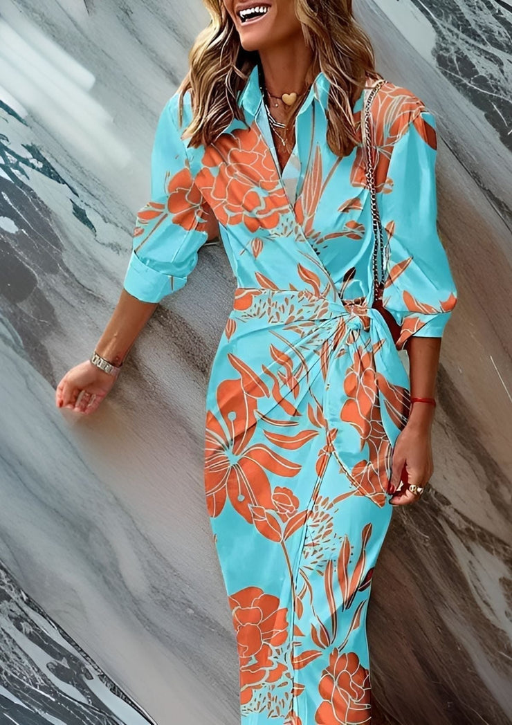Lidia™ | Vestido camisero ceñido con estampado