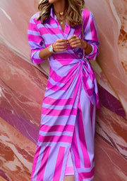 Lidia™ | Vestido camisero ceñido con estampado