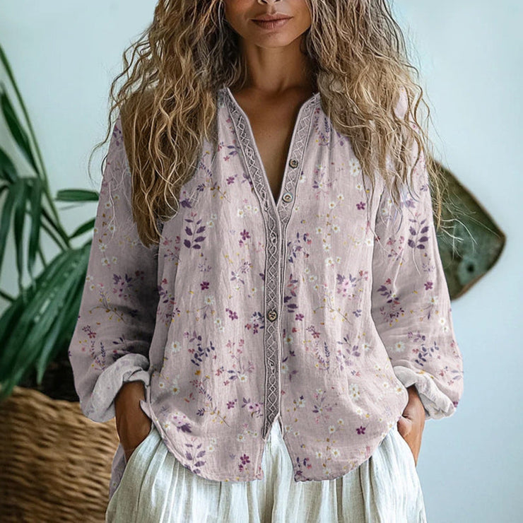 Ambre | Blusa con Estampado de Hojas Vintage