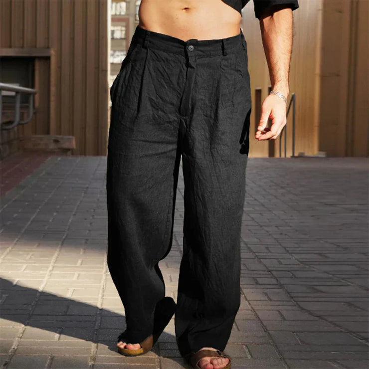 Simón™ | Pantalones de lino de pierna ancha