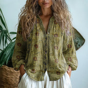 Ambre | Blusa con Estampado de Hojas Vintage
