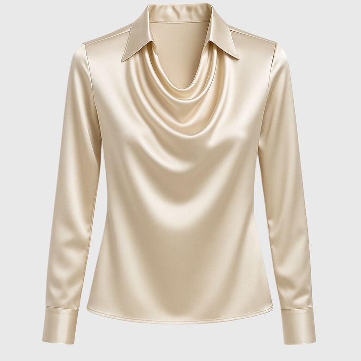 Brisena | Blusa Elegante de Satén con Escote en Cascada