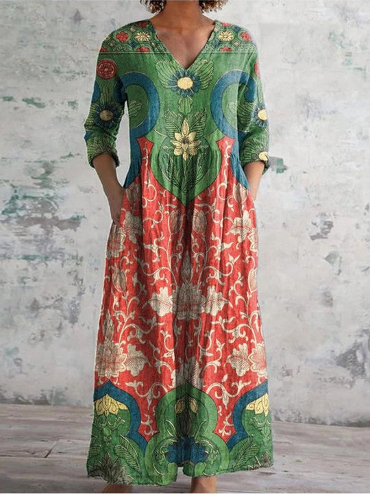 Valeria™ | Vestido maxi con estampado vintage