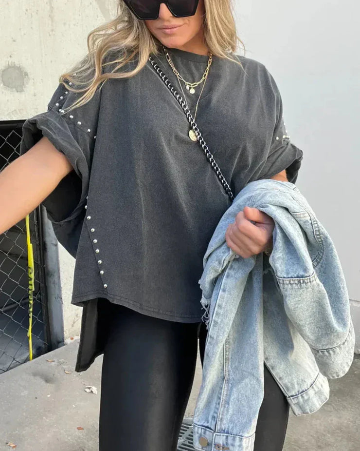 Jordana™ | Camiseta Oversize con Tachuelas